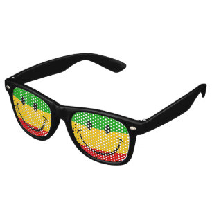Smiling Emoji Rasta Flag Reggae Retro Sunglasses