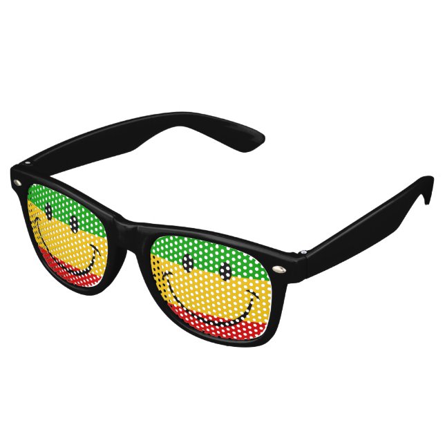 Smiling Emoji Rasta Flag Reggae Retro Sunglasses (Angled)