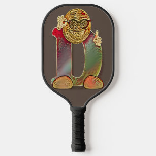 Smiling emoticon in head of letter D  Pickleball Paddle