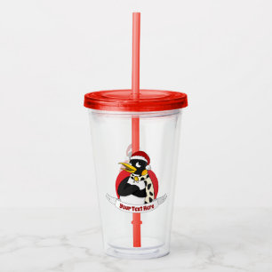 Smiling emperor penguin Christmas cartoon Acrylic Acrylic Tumbler