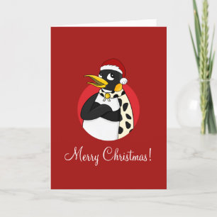 Smiling emperor penguin Christmas cartoon Holiday  Card