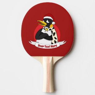 Smiling emperor penguin Christmas cartoon Ping Pon Ping Pong Paddle