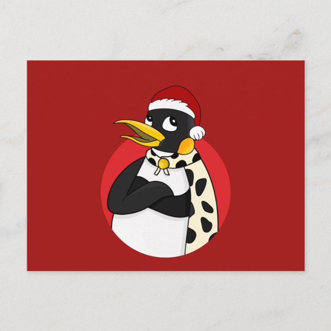 Smiling emperor penguin Christmas cartoon Postcard (Front)