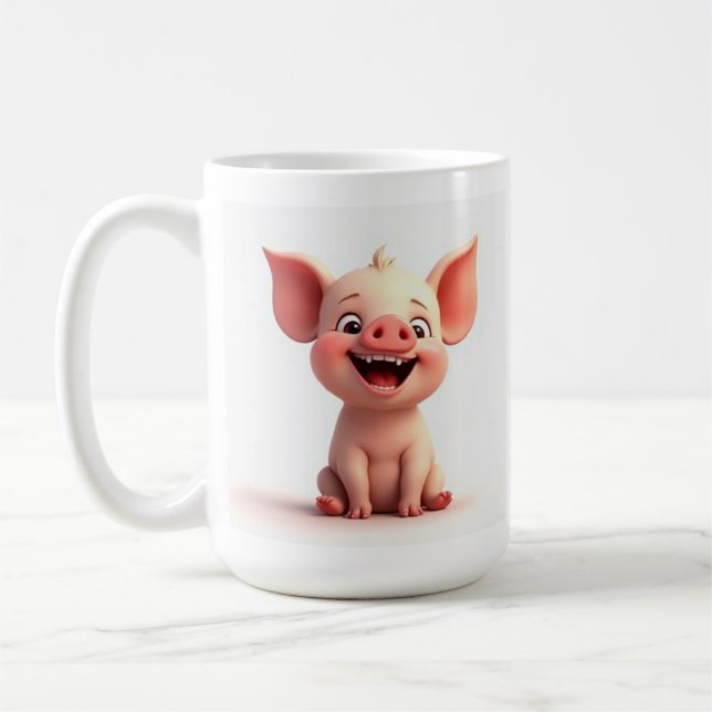 Smiling Face Baby Pig Mug Cup (Left)
