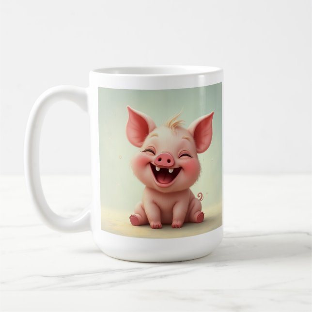 Smiling Face Baby Pig Mug Cup (Left)