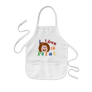 Smiling Face Brown hair girl Painting Apron