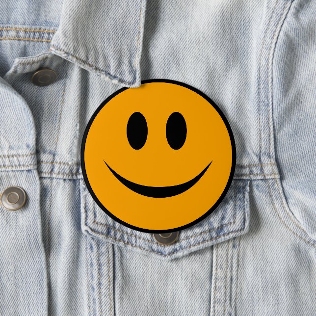 Smiling Face Emoji 4 Inch Round Button (In Situ)