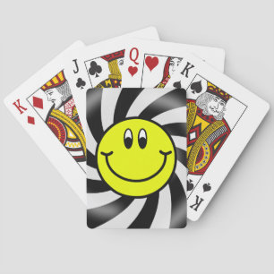 Smiling Face Emoji Black Spiral Playing Cards