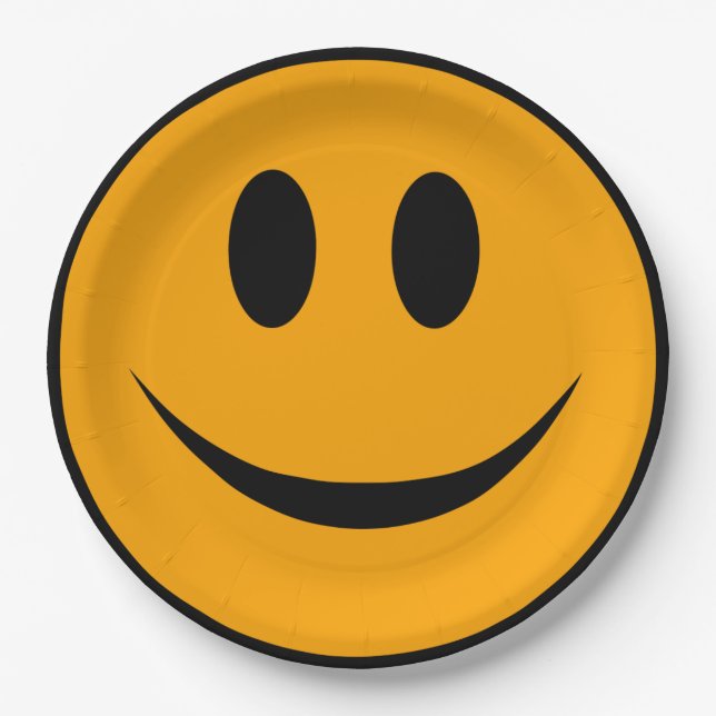 Smiling Face Emoji Paper Plate (Front)