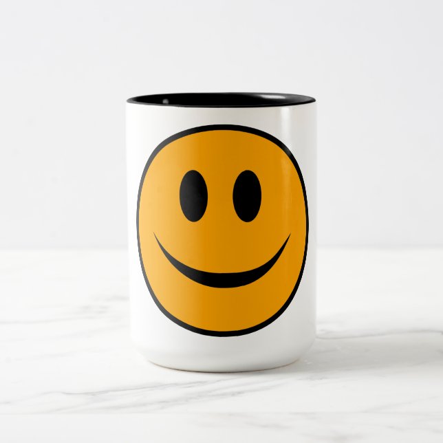 Smiling Face Emoji Two-Tone Coffee Mug (Center)
