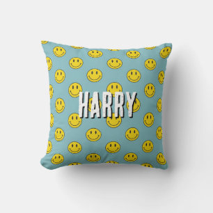 Smiling Face Pattern – Cute Yellow Smiles custom Throw Pillow
