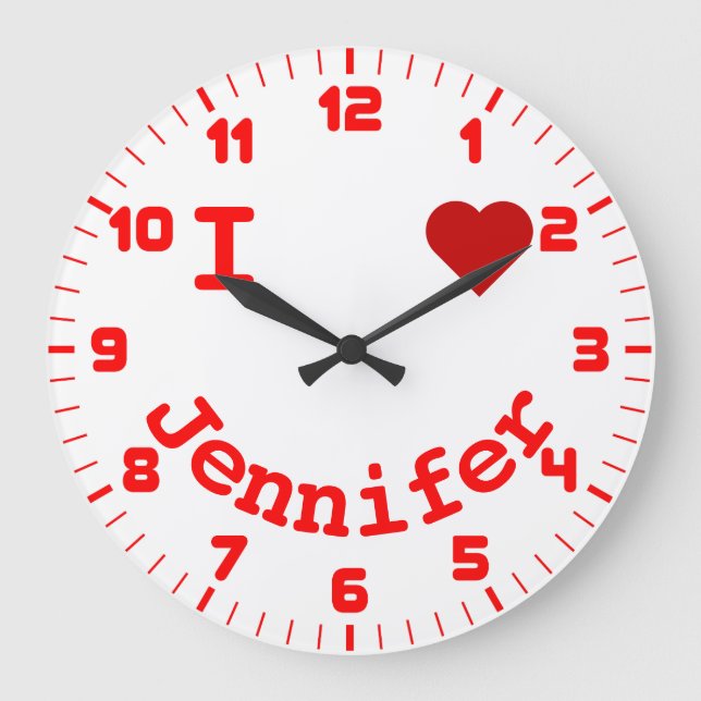 Smiling Face Personalized I Heart Large Clock (Front)