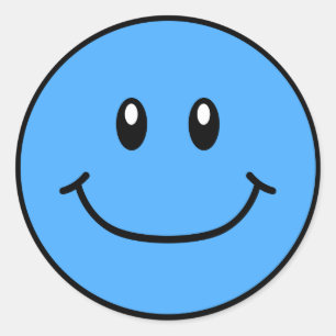 Smiling Face Stickers Blue 0001