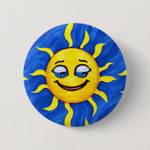 Smiling Face Sunny Sun 2 Inch Round Button