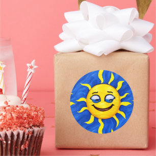 Smiling Face Sunny Sun Classic Round Sticker
