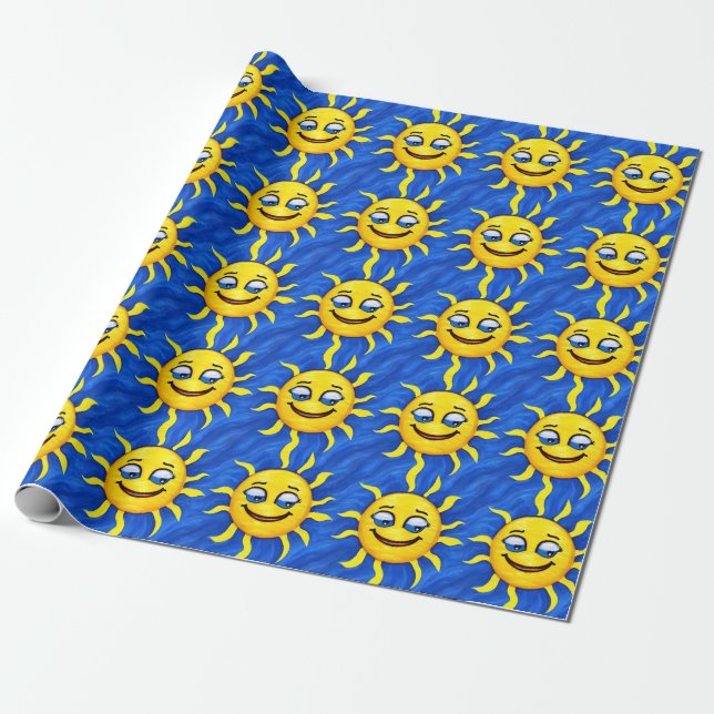 Smiling Face Sunny Sun Wrapping Paper (Unrolled)