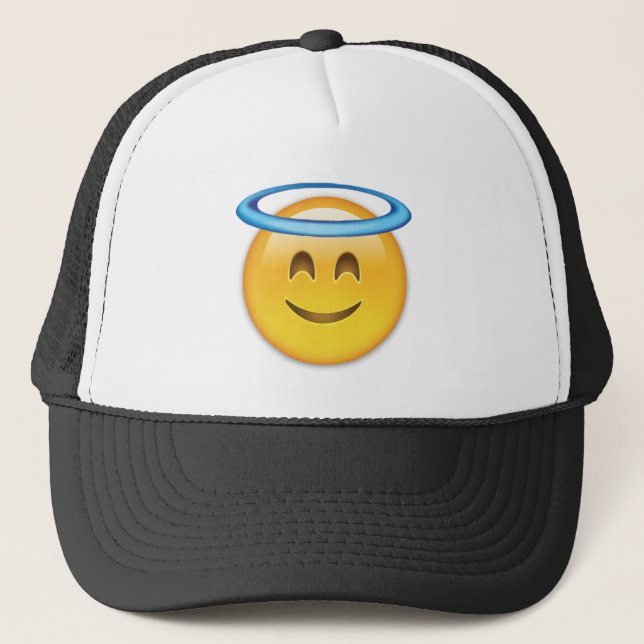 Smiling Face With Halo Emoji Trucker Hat (Front)
