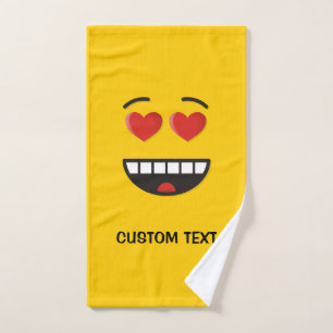 Smiling Face with Heart-Shaped Eyes Bath Towel Set