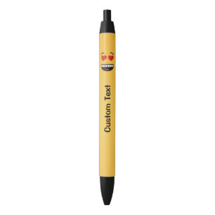 Smiling Face with Heart-Shaped Eyes Black Ink Pen