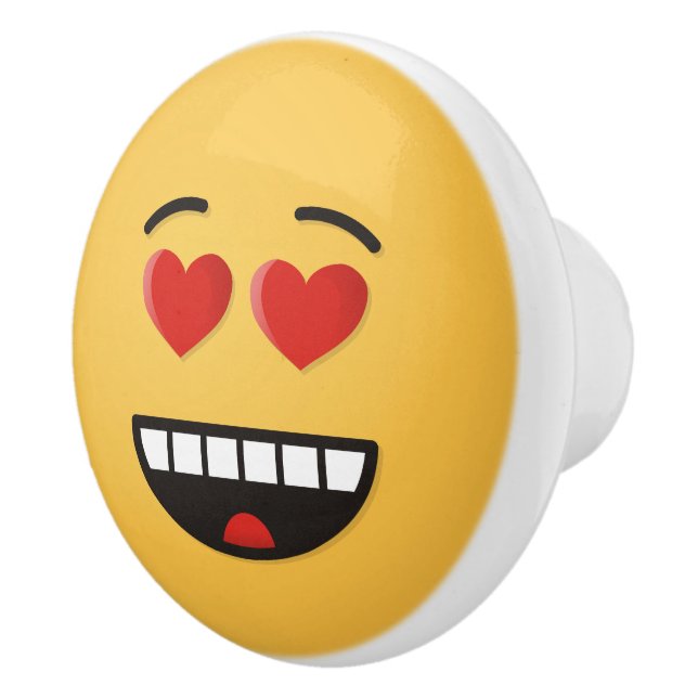 Smiling Face with Heart-Shaped Eyes Ceramic Knob (Right)