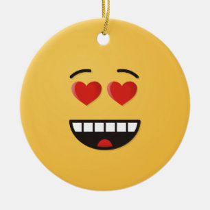 Smiling Face with Heart-Shaped Eyes Ceramic Orname Ornament