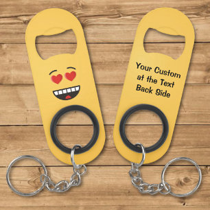 Smiling Face with Heart-Shaped Eyes Keychain Bottle Opener