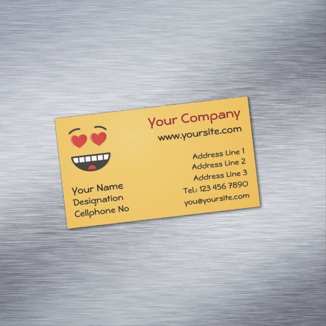 Smiling Face with Heart-Shaped Eyes Magnetic Busin Magnetic Business Card (In Situ)
