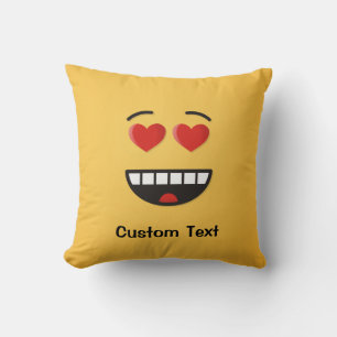 Smiling Face with Heart-Shaped Eyes Throw Pillow