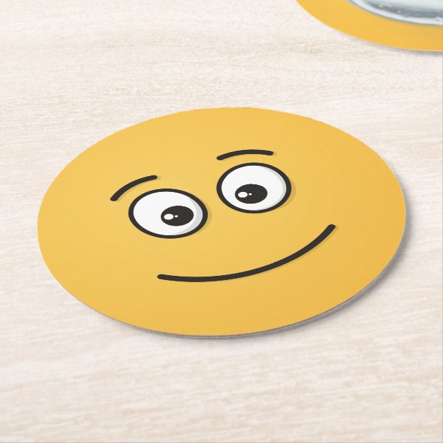 Smiling Face with Open Eyes Round Paper Coaster (Angled)