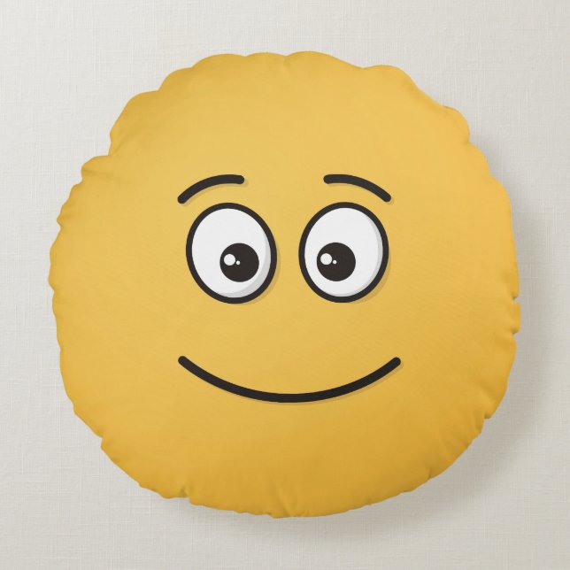Smiling Face with Open Eyes Round Pillow (Front)