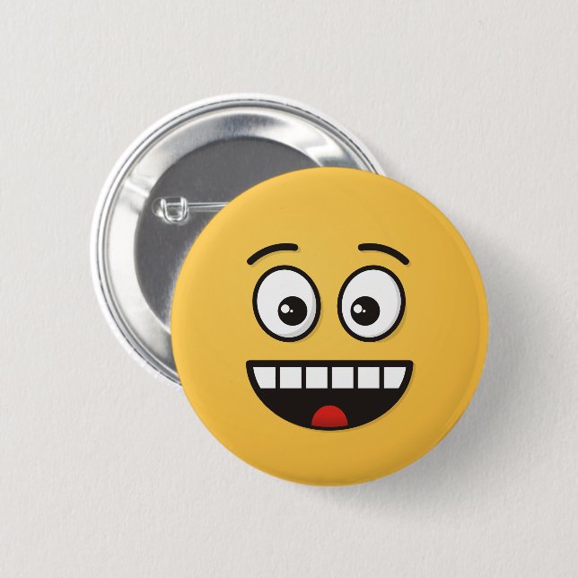 Smiling Face with Open Mouth 2 Inch Round Button (Front & Back)