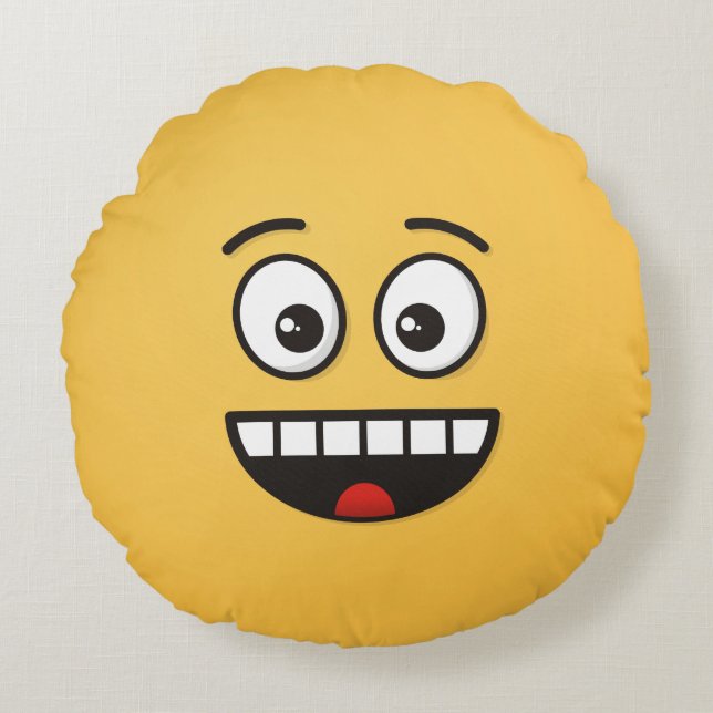 Smiling Face with Open Mouth Round Pillow (Front)