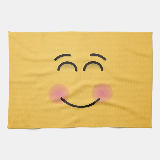 Smiling Face with Smiling Eyes Kitchen Towel (Horizontal)