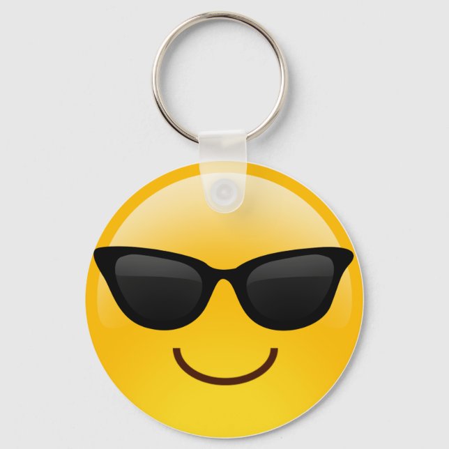 Smiling Face With Sunglasses Cool Emoji Keychain (Front)