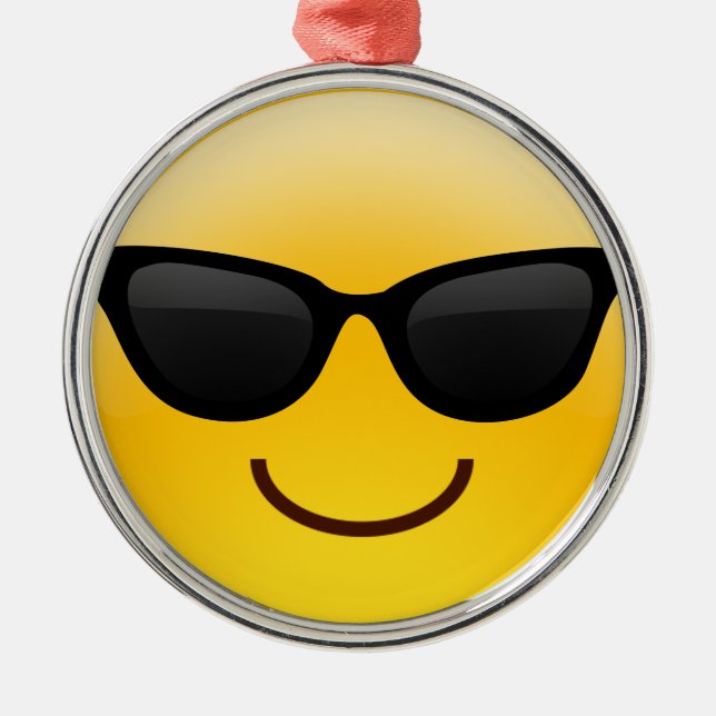 Smiling Face With Sunglasses Cool Emoji Metal Ornament (Front)
