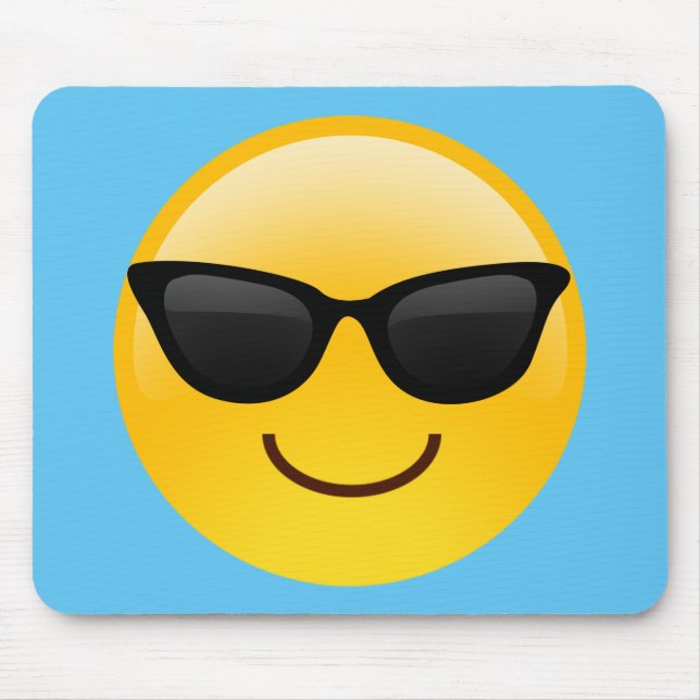 Smiling Face With Sunglasses Cool Emoji Mouse Pad (Front)