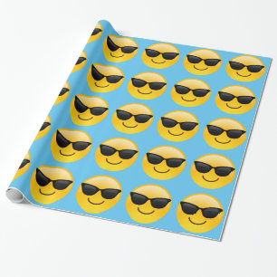 Smiling Face With Sunglasses Cool Emoji Wrapping Paper