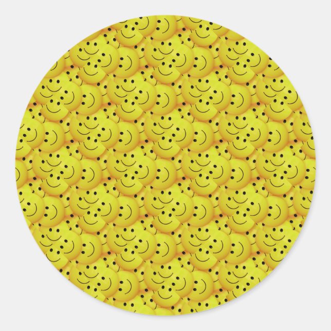 Smiling Faces Classic Round Sticker (Front)
