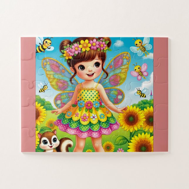 "SMILING FAIRY AND SUNFLOWERS" JIGSAW PUZZLE (Horizontal)