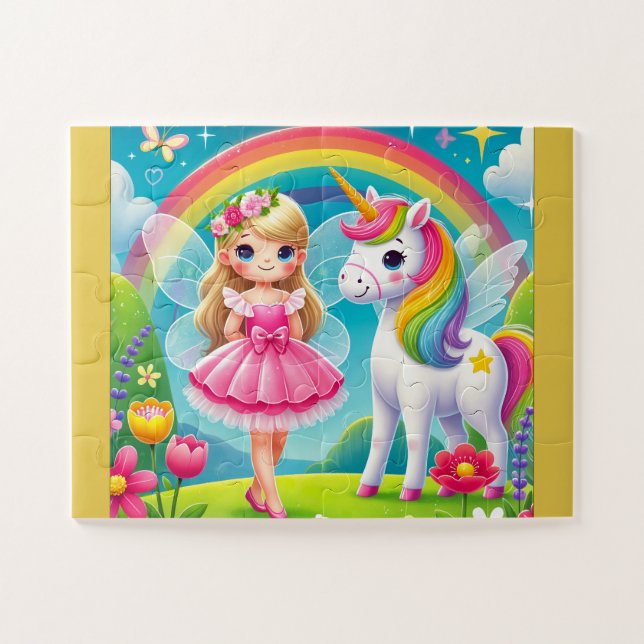 "SMILING FAIRY & UNICORN" JIGSAW PUZZLE (Horizontal)