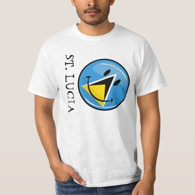 Smiling Flag of Saint Lucia T-Shirt (Front)