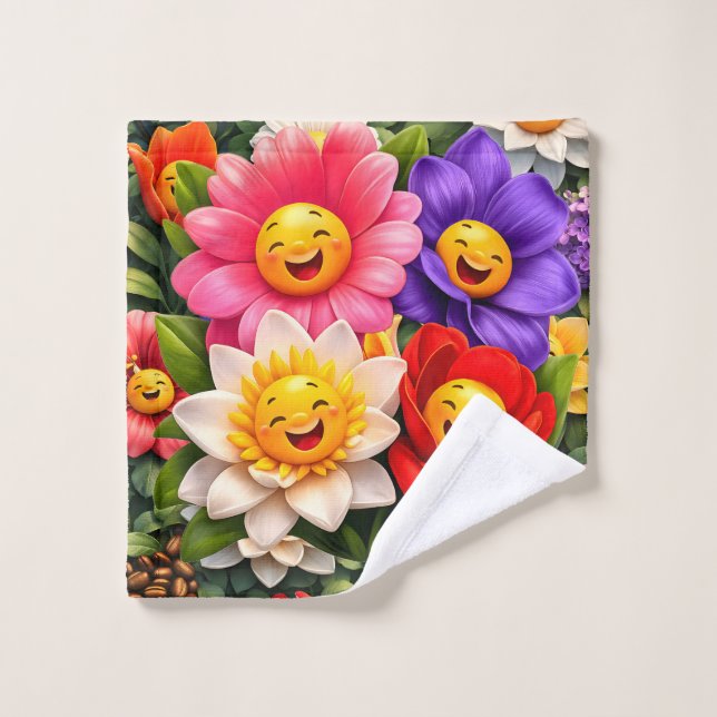 smiling floral garden washcloth description add a  (Gant de toilette)