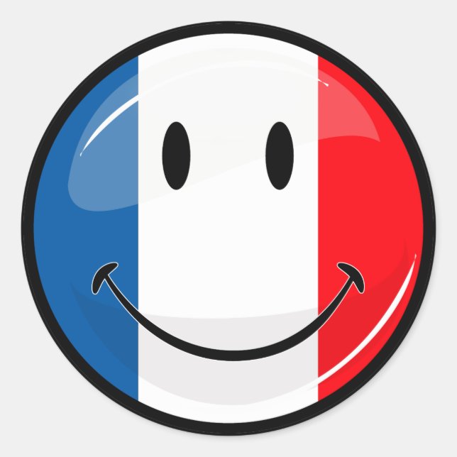 Smiling French Flag Classic Round Sticker (Front)