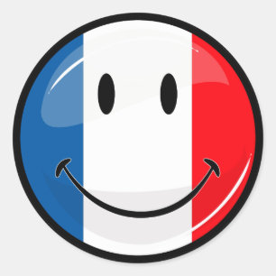 Smiling French Flag Classic Round Sticker