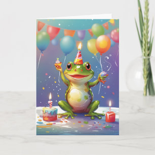 Smiling Frog Celebrating Card