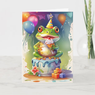 Smiling Frog on Birthday Cake! Card