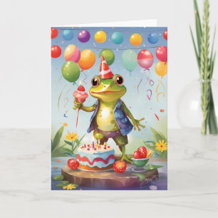 Smiling Frog with Celebrating Card