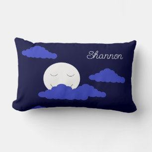Smiling Full Moon with Clouds: Lumbar Pillow