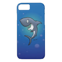 Smiling Funny Shark on Blue Background