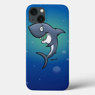 Smiling Funny Shark on Blue Background iPhone 13 Case